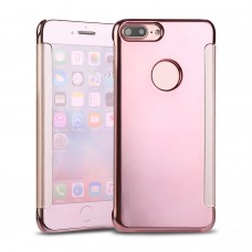 iPhone 7 Plus - Smart Clear View Window Electro-Plated PC Hard Mirror Flip Phone Cover Case - Rose Gold
